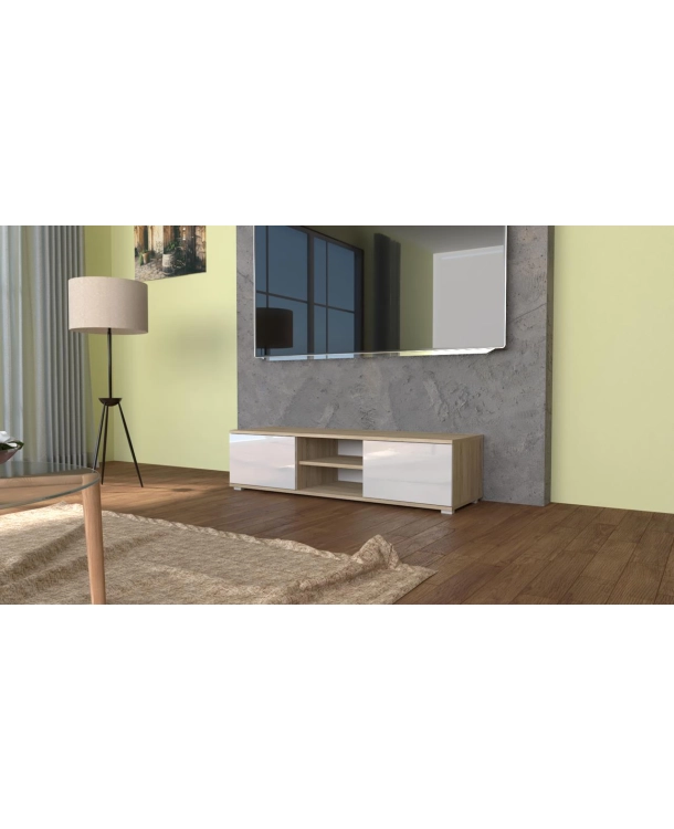 Szafka RTV 120  DĄB SONOMA / BIAŁY POŁYSK